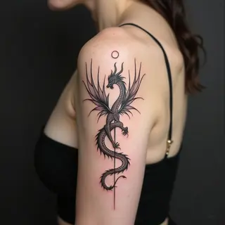 Elegant Dragon Tattoo: A Study in Line and Form