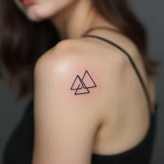 Minimalist Geometric Triangle Tattoo on Hand