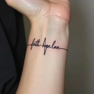 Faith, Hope, Love Heartbeat Wrist Tattoo