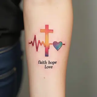 Faith, Hope, Love Heartbeat Tattoo Design