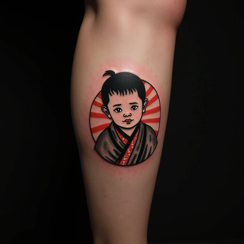 Touching First Child Tattoos for Dads (Japanese Style)