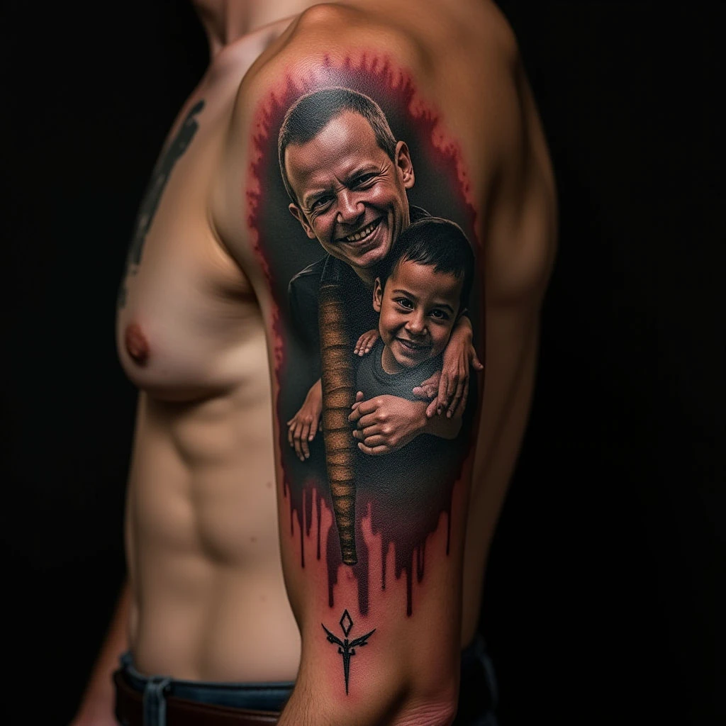 Bronze Sternum Tattoos Honoring Father & Daughter Bonds