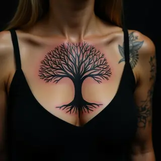 Female Family Tree Tattoo on Chest: A Lasting Bond
