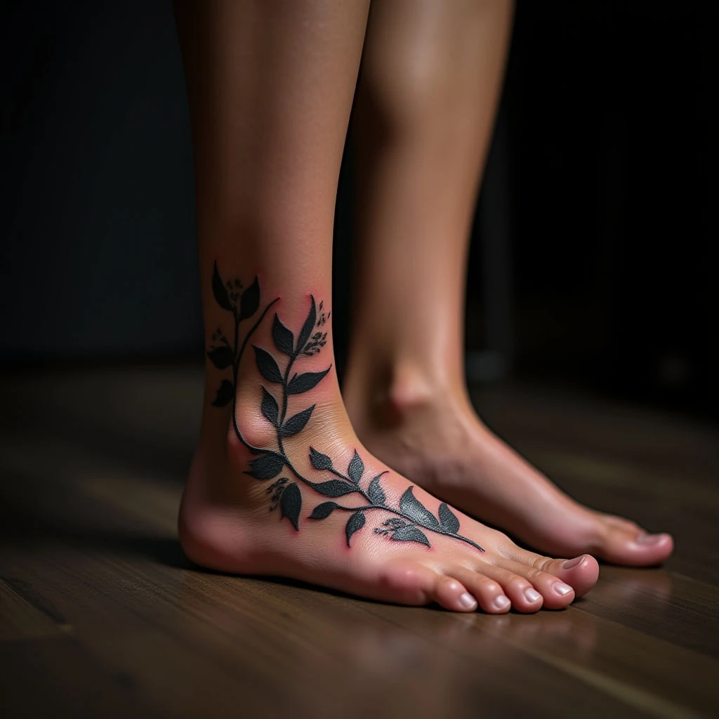 Delicate Foot Tattoos with Children's Names: A Father's Love