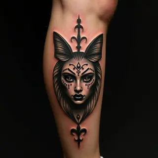 Gothic Father & Daughter Leg Tattoos: Pastel Designs