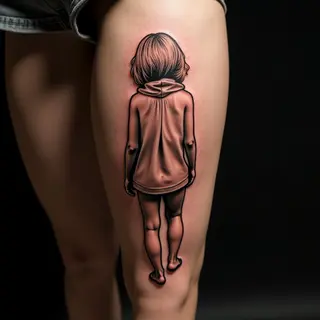 Touching Father & Daughter Tattoo Ideas for Your Calf