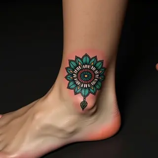 Daughter's Name Mandala Tattoo for Men - Ankle Design