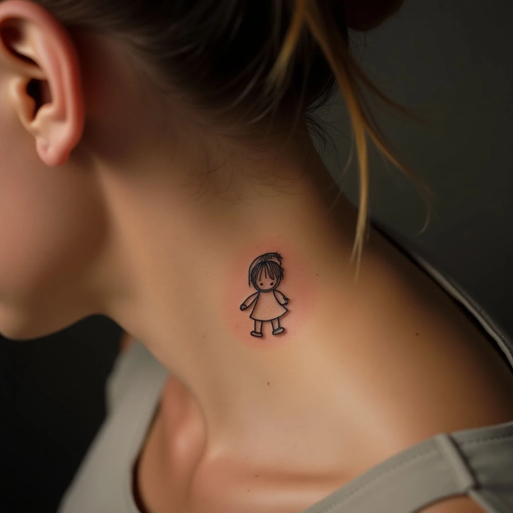 Delicate Behind-Ear Baby Girl Tattoos for Moms: A Sweet Tribute