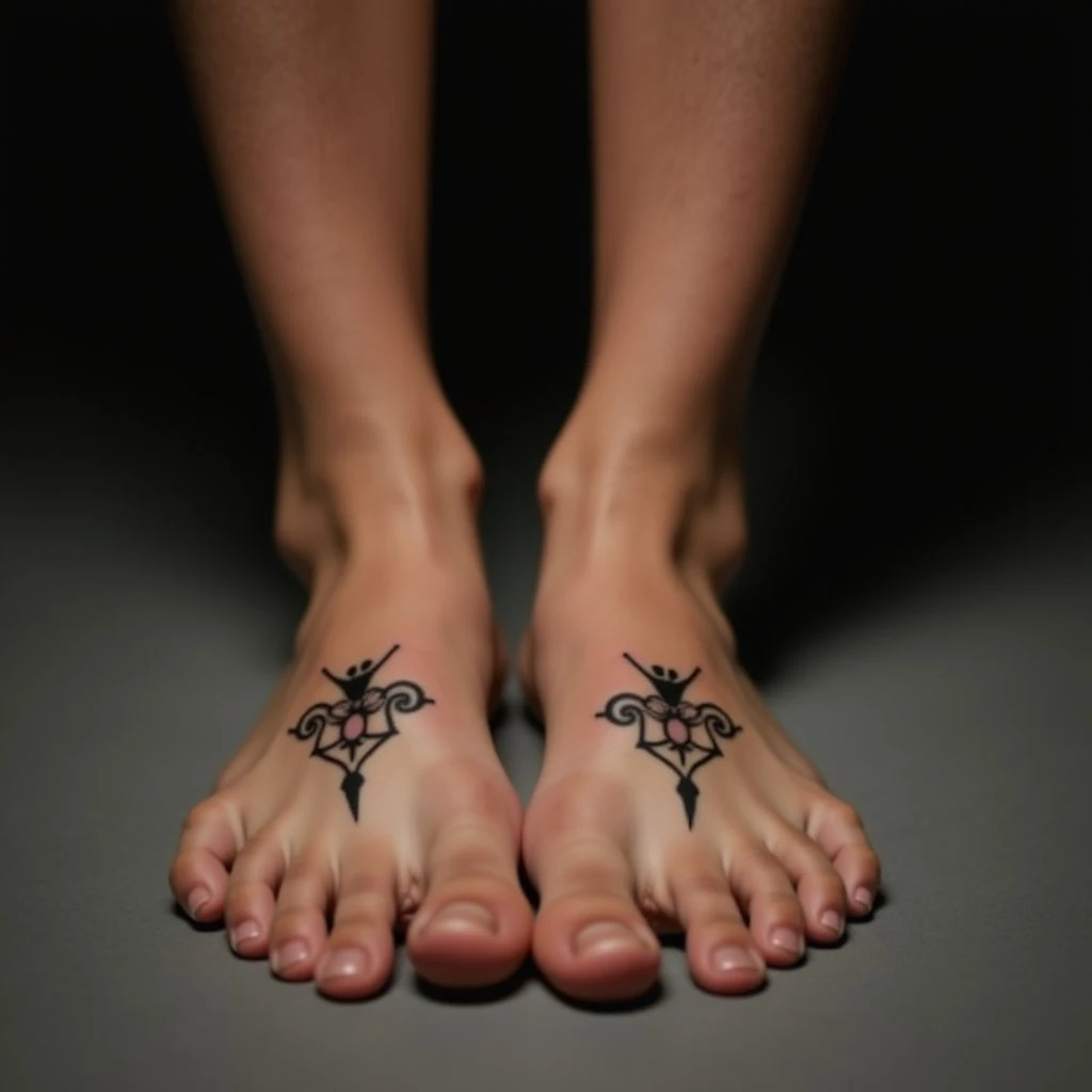 Minimalist Mom & Daughter Foot Tattoos: A Golden Bond