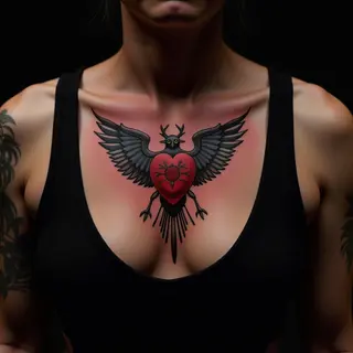 Small & Simple Daddy Daughter Tattoos: Oriental Chest Designs