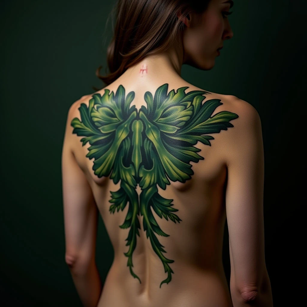 Surreal Green Shoulder Tattoos Celebrating the Mother-Daughter Bond