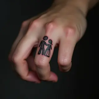 Tiny Traditional Finger Tattoos for Father & Daughter