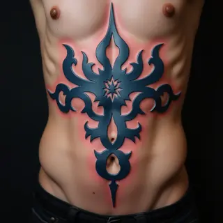 Tribal Father & Daughter Rib Cage Tattoos: Meaningful Blue Designs