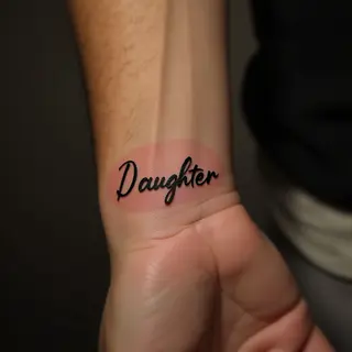 Copper Daughter Name Tattoo for Men: Micro-Realism Wrist Designs