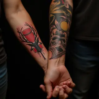 Cute Gothic Father & Son Tattoo Ideas for Forearms