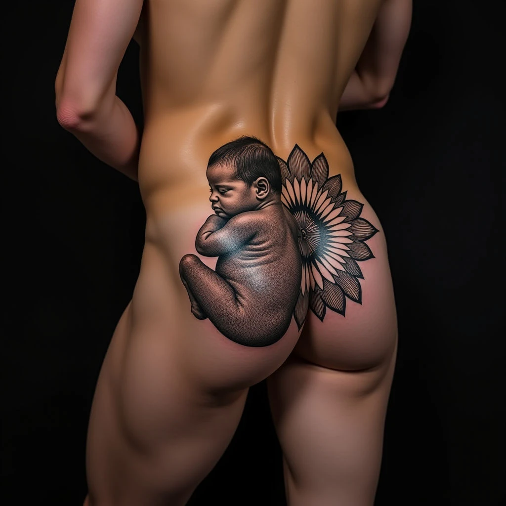 Copper Mandala Baby Tattoo for Men - Father & Son Inspiration