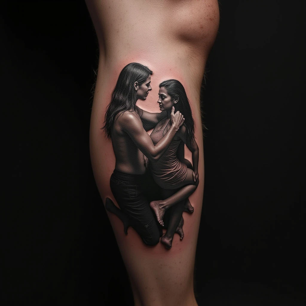 Cool Best Friend Tattoos: New School Calf Designs for Dads & Sons