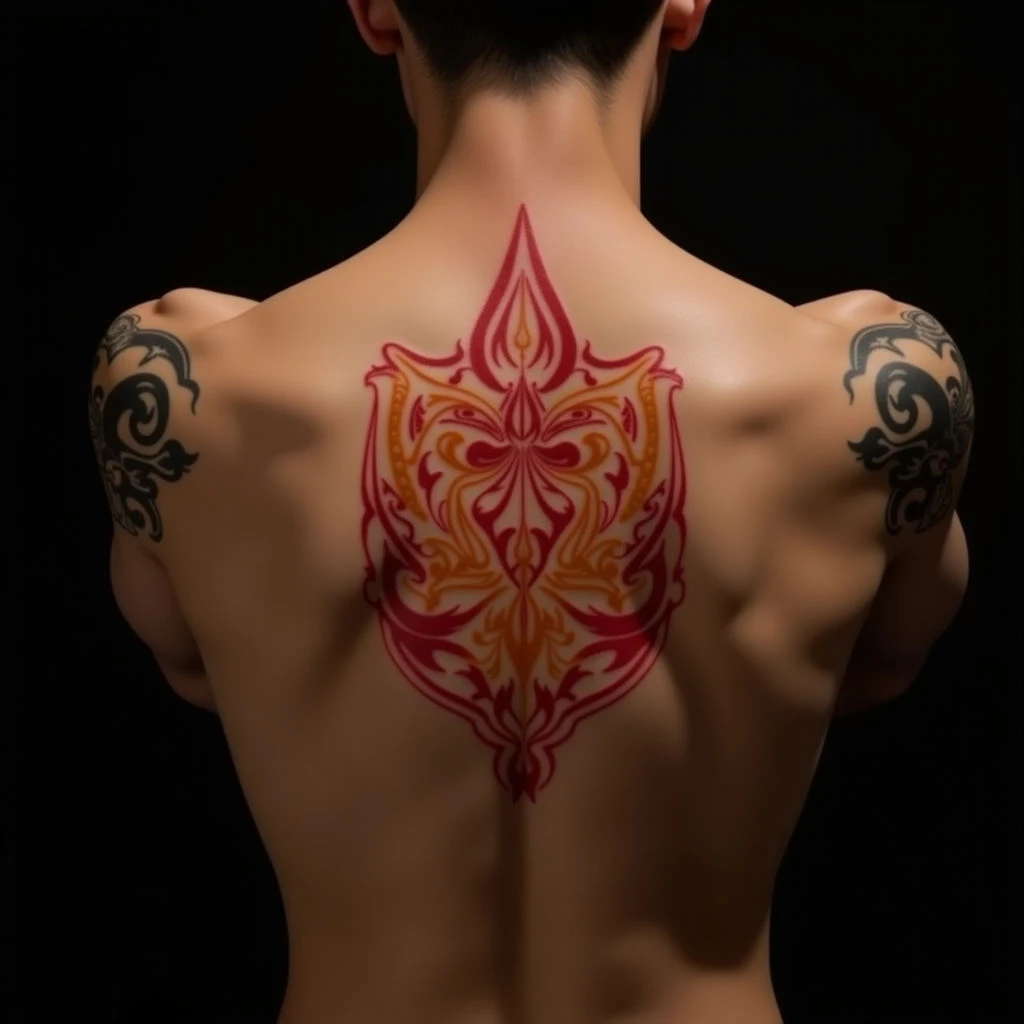 Oriental Father & Son Tattoo Ideas with Kid's Names