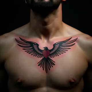 Powerful Father & Son Sternum Tattoos in Dotwork Style