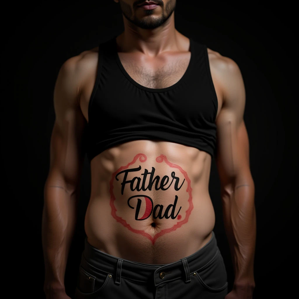 Small Lettering Tattoo for Dad - Stomach Design Ideas
