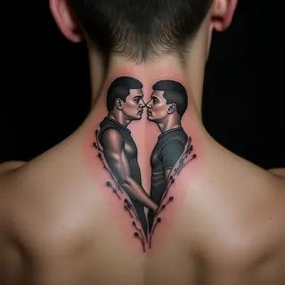 Subtle Men's Mom & Dad Neck Tattoos: Illustrative Grey Designs