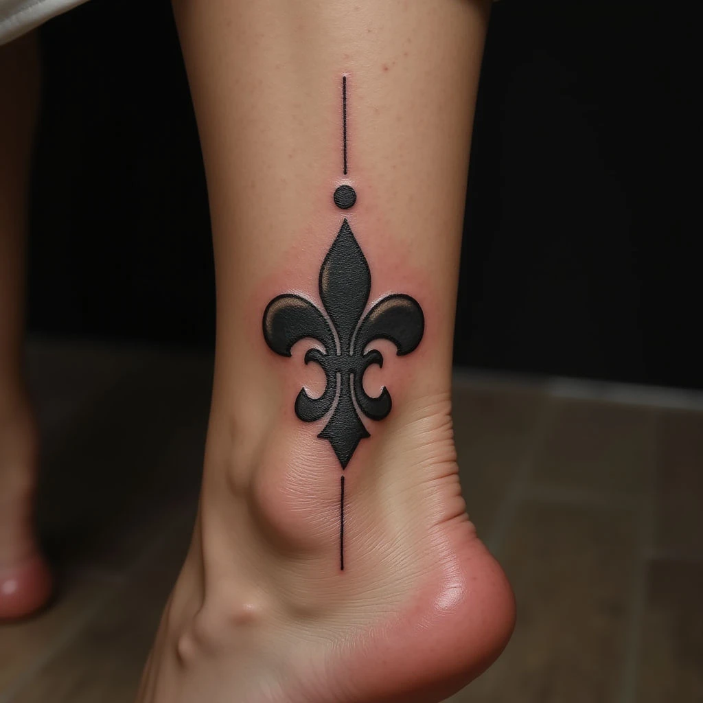 Timeless Bond: Traditional Father & Son Ankle Tattoos in Black, Grey & Gold