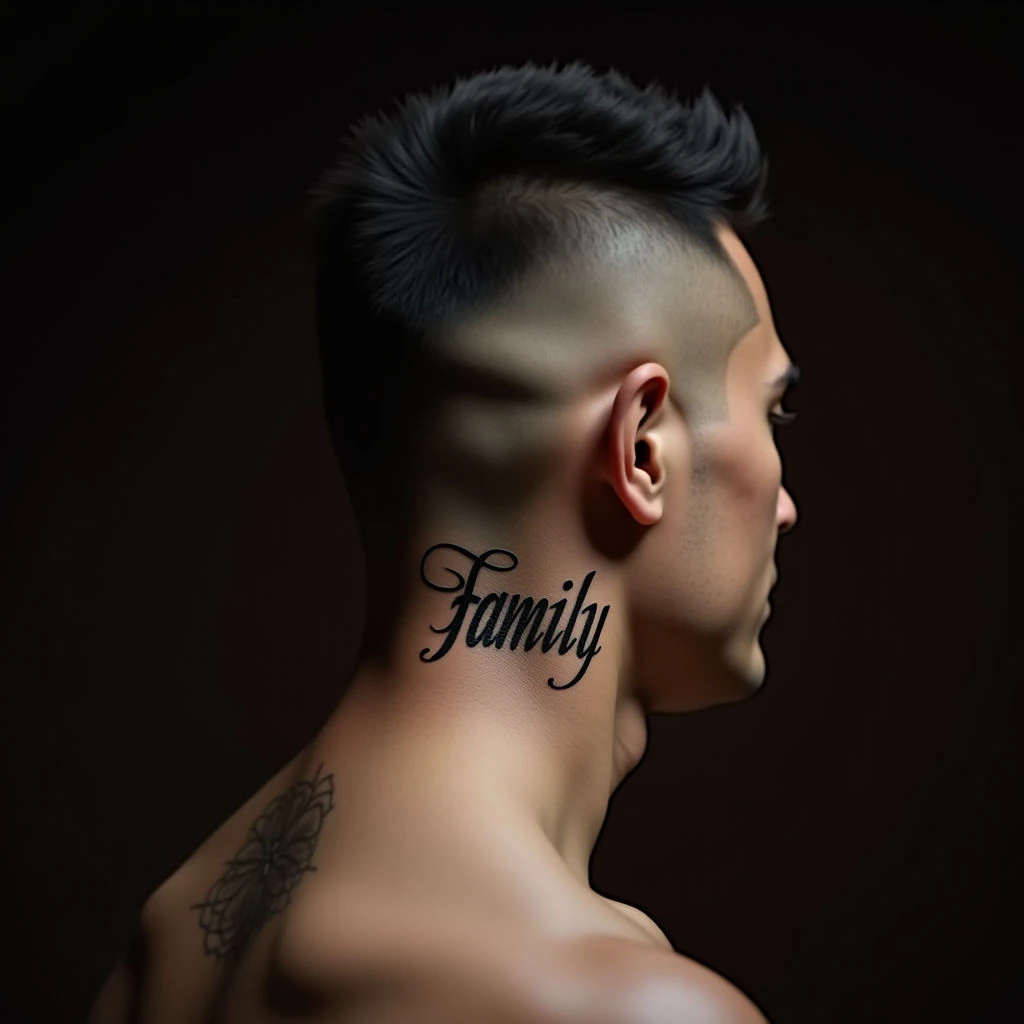 Subtle 'Family' Tattoos for Men: Traditional Behind the Ear Designs