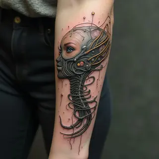 Ethereal Biomachinery: Feminine Forearm Tattoo Designs