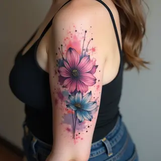 Feminine Sleeve Tattoo Ideas: A Watercolor Dreamscape