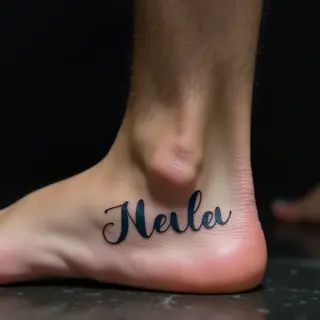 Baby Name Tattoos for Men: Fine Line Foot Designs