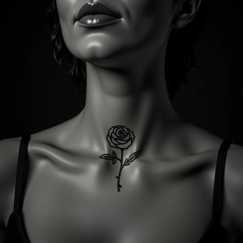 Small Black Rose Tattoo: Meaning & Fine Line Neck Designs