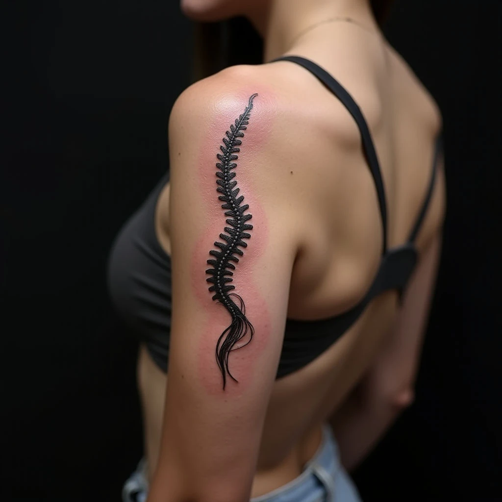 Elegant Spine Tattoos: Fine Line Designs for Inner Biceps