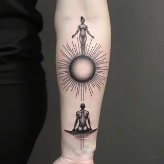 Surreal Geometric Tattoo: A Journey of Self and Cosmos