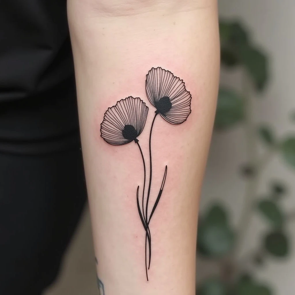 Delicate Poppy Fine Line Tattoo: A Study in Simplicity
