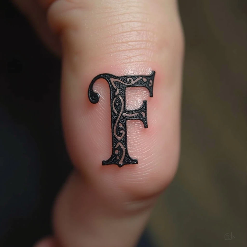 Illuminated Letter Finger Tattoo: A Touch of Medieval Artistry