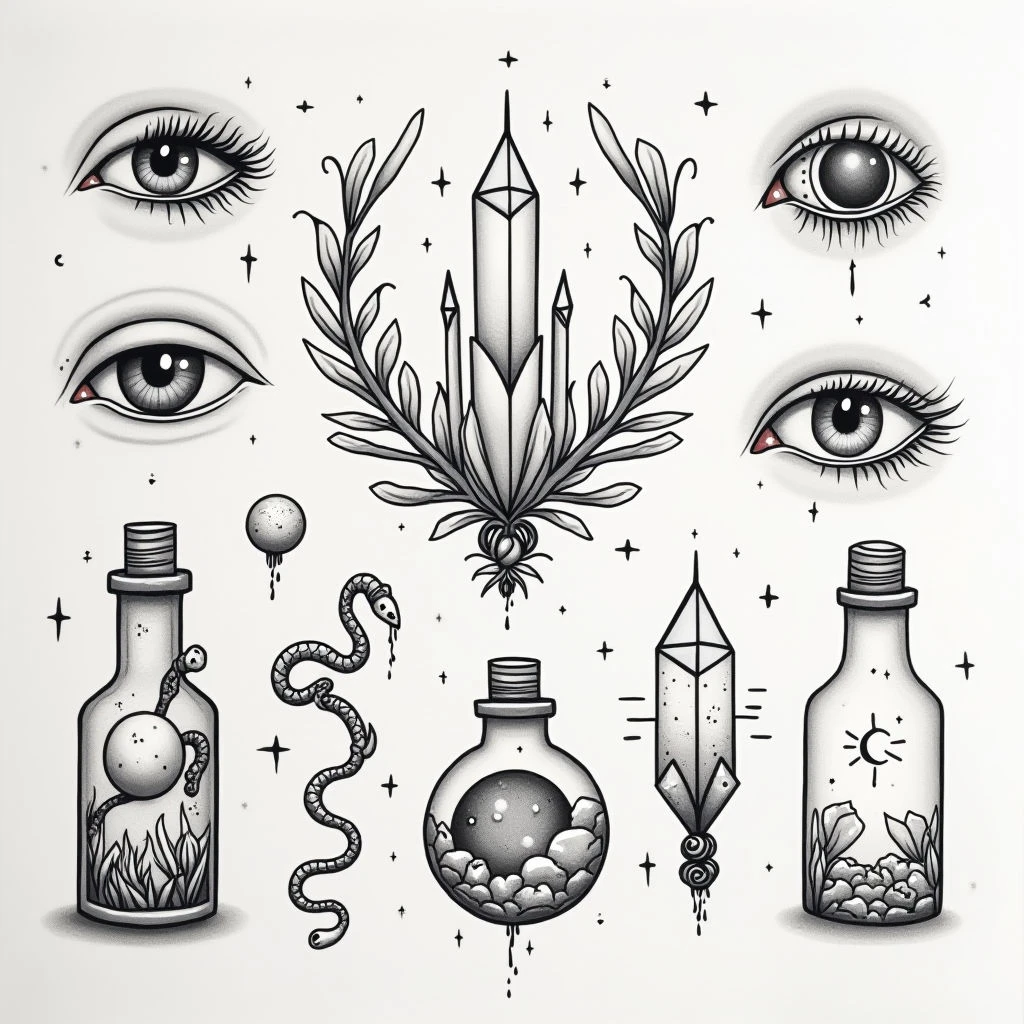 Botanical Mysticism: Flash Tattoo Design