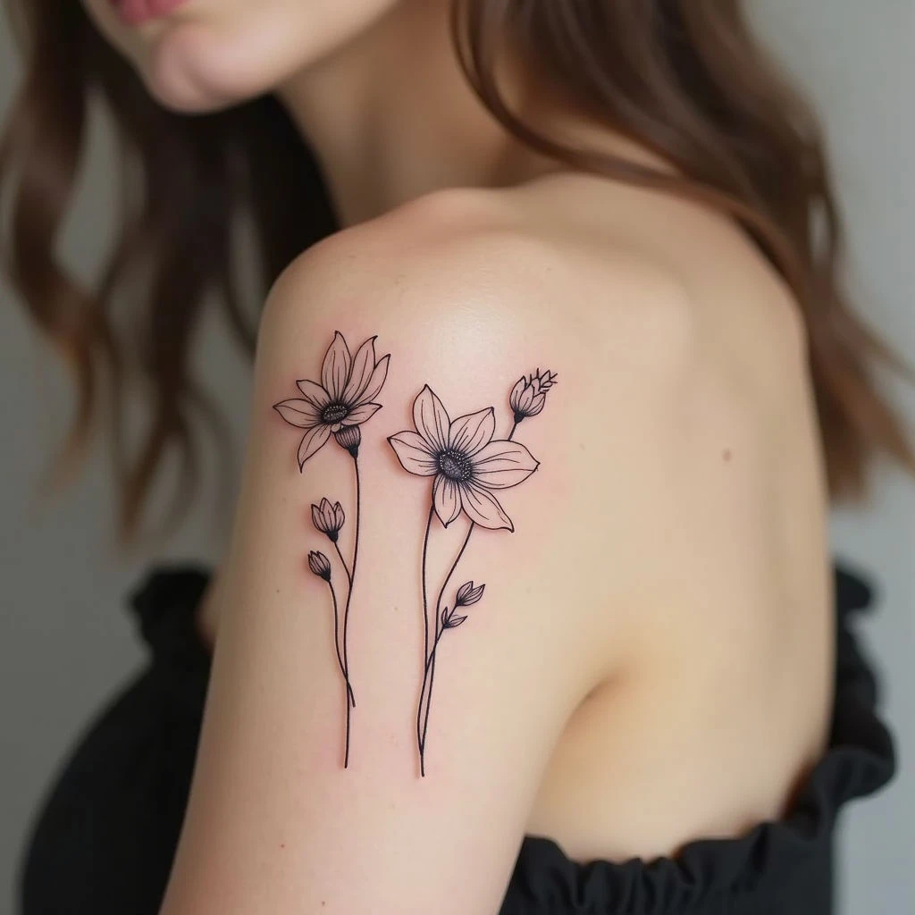 Delicate Floral Linework Tattoos: A Study in Minimalist Beauty