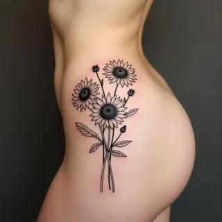 Elegant Floral Hip Tattoo Design
