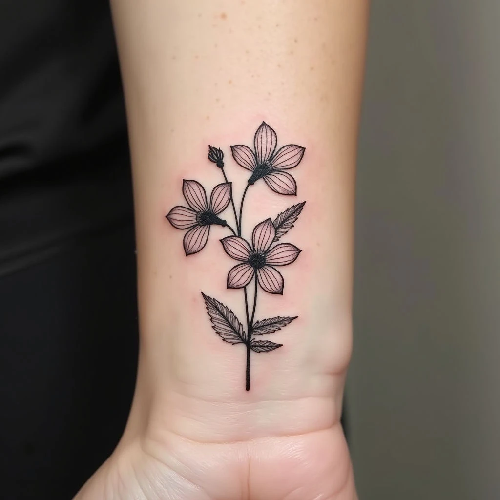 Delicate Floral Wrist Tattoo: A Minimalist Design