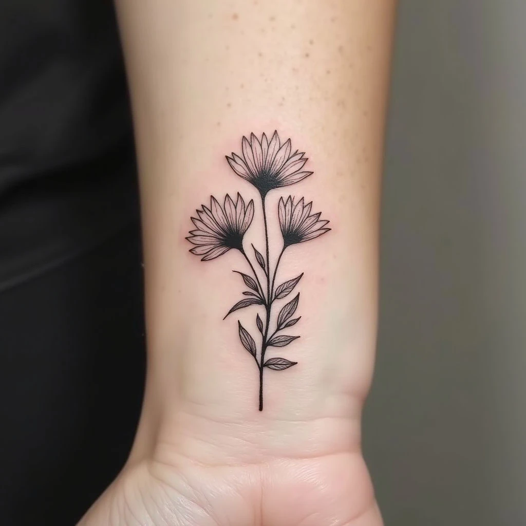 Delicate Floral Wrist Tattoo: A Minimalist Design