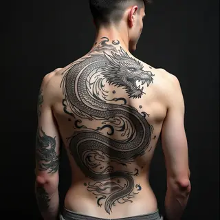 Majestic Dragon and Tiger Back Piece Tattoo