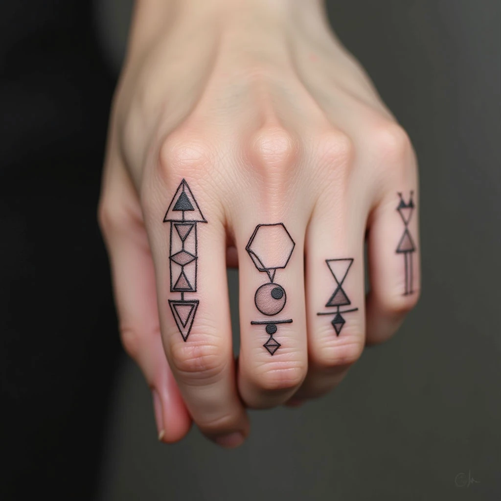 Geometric Finger Tattoos for Men: Minimalist Design Inspiration