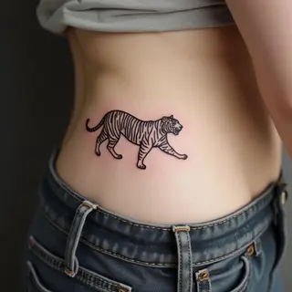 Elegant Tiger Tattoo on the Ribcage