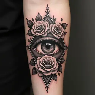 Intricate Ornamental Eye Forearm Tattoo Design