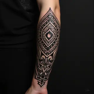 Intricate Tribal Forearm Tattoo Design for Men