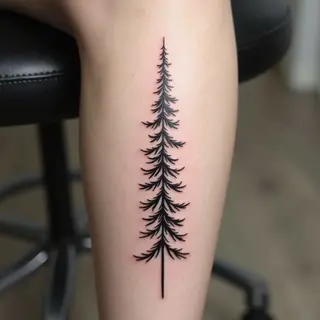 Minimalist Forest Tattoo on Leg