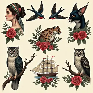 Vintage Tattoo Flash Sheet Design Analysis