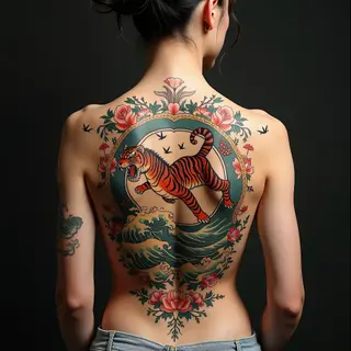 Full Back Traditional Japanese Tattoo: A Dynamic Scene