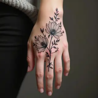 Ethereal Floral Hand Tattoo: A Delicate Embrace