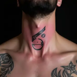 Small Abstract Pink Neck Tattoos for Men